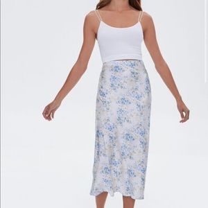 Blue floral midi skirt